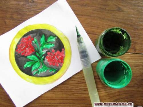 Роспись тарелки хохлома. Хохломская роспись «Тарелка» гуашью