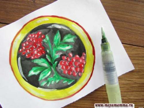 Роспись тарелки хохлома. Хохломская роспись «Тарелка» гуашью