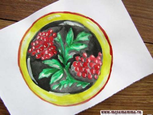 Роспись тарелки хохлома. Хохломская роспись «Тарелка» гуашью