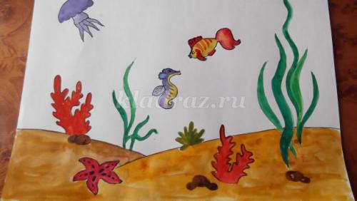Как нарисовать подводный мир красками. Мастер-класс с фото 21 Как нарисовать подводный мир красками. Мастер-класс с фото 21