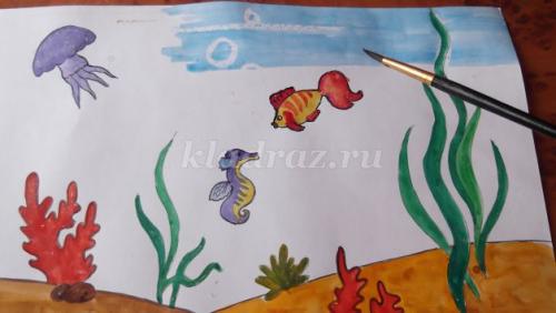 Как нарисовать подводный мир красками. Мастер-класс с фото 24 Как нарисовать подводный мир красками. Мастер-класс с фото 24