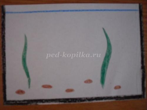 Как нарисовать аквариум с рыбками ребенку. Пошаговый процесс 05 Как нарисовать аквариум с рыбками ребенку. Пошаговый процесс 05