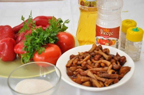 Опята с болгарским перцем на зиму. Опята на зиму с томатом и болгарским перцем — рецепт приготовления с фото